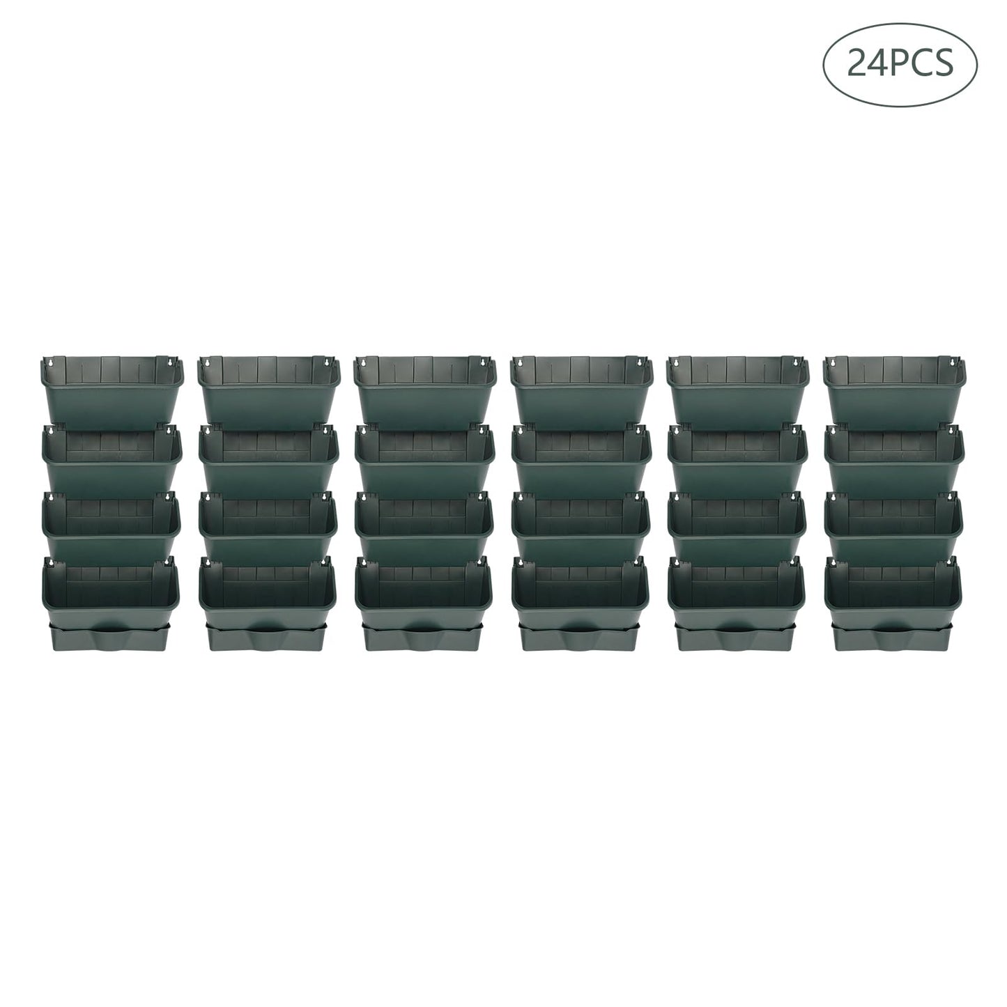 24 Pack Hanging Vertical Wall Planter,12.99inch Wall Mounted Planter for Patio Outdoor Decor,Home Army Green Plastic Pot Balcony Plant Vegetable Fruit Herb Hanging Pocket Holder Flowerpot (Army Green)