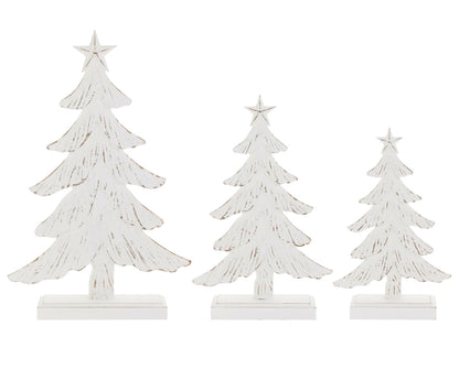Boston International Christmas Tree for Tabletop Mantel Shelf Winter Holiday Decorations for Home, 3 Sizes, Weathered Winter White Trees