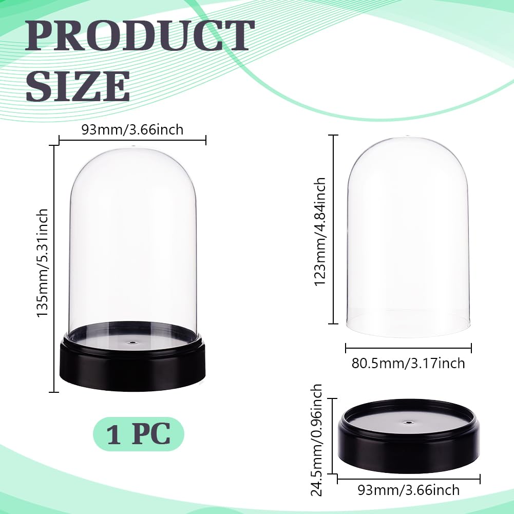 AHANDMAKER Acrylic Display Dome Case Cloche Globe, 9.3 x 13.5cm Black Base Crystal Dome Bell Jar Display Case for Figures Flowers Plants Bouquets Photos Tabletop Wedding Decorations