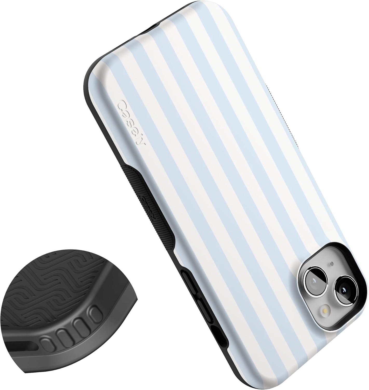 Casely iPhone 15 Case | Blue Stripes | Sunday Best | Compatible with MagSafe | Bold Protective Design