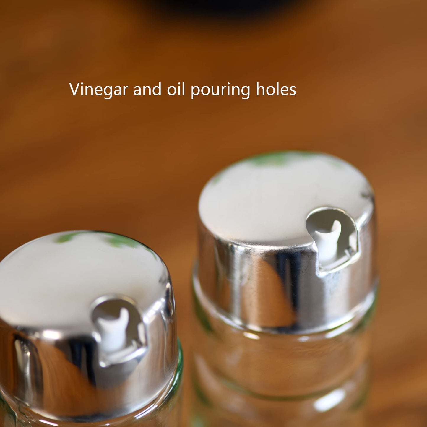 Salt and Pepper shakers, Oil and Vinegar Dispenser Set with Stainless Steel Holder (Salt & Pepper + Oil & Vinegar)