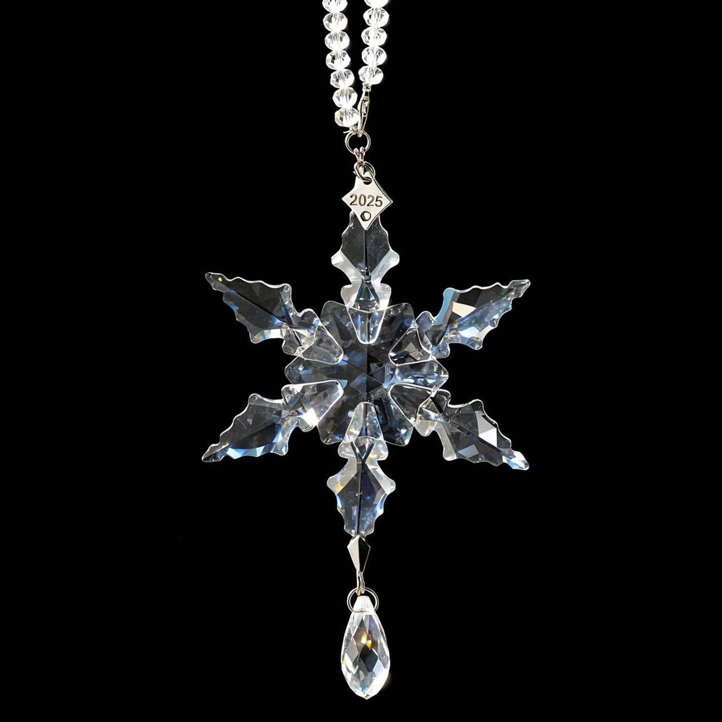 2025 Annual Christmas Ornaments Crystal Snowflake Star - Christmas Tree Ornaments Pendant Sun Catcher Home Hanging Decor (2025 White Crystal 2 Layers)