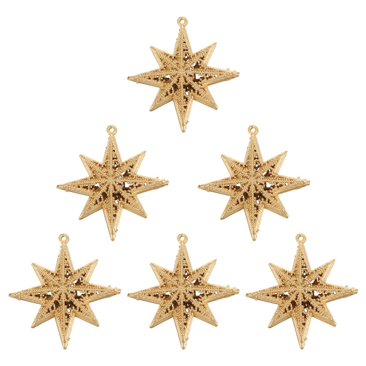 Gold Star Pendant Christmas Ornaments Set Mini Hanging Decorations for Christmas Tree Holiday Party Home 3.38 Inch Lightweight Plastic Star Decor