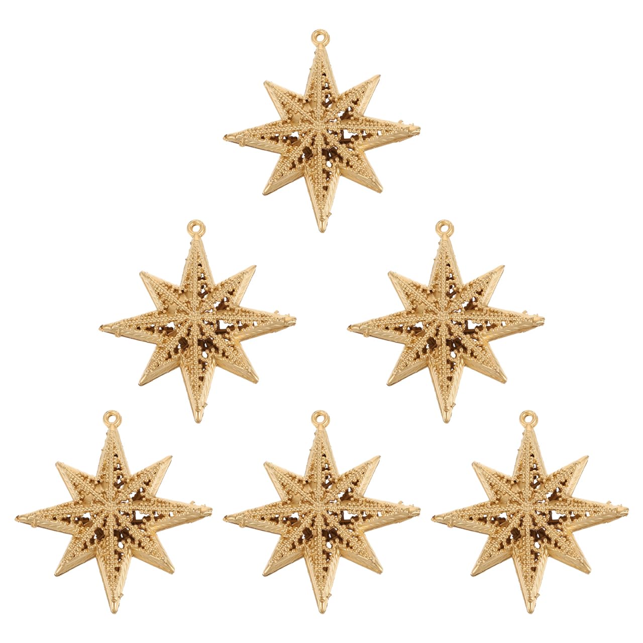 Gold Star Pendant Christmas Ornaments Set Mini Hanging Decorations for Christmas Tree Holiday Party Home 3.38 Inch Lightweight Plastic Star Decor