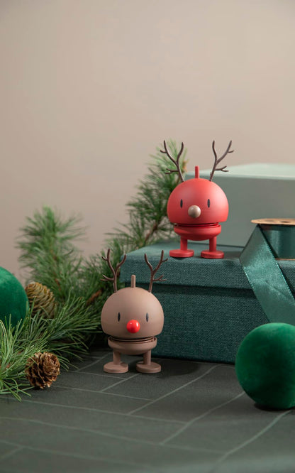 Hoptimist Baby Reindeer Bumble, Berry, Home Decor Ornament - Danish Design, Plastic W/Metal Spring, Small - Creates Cheerful Movement