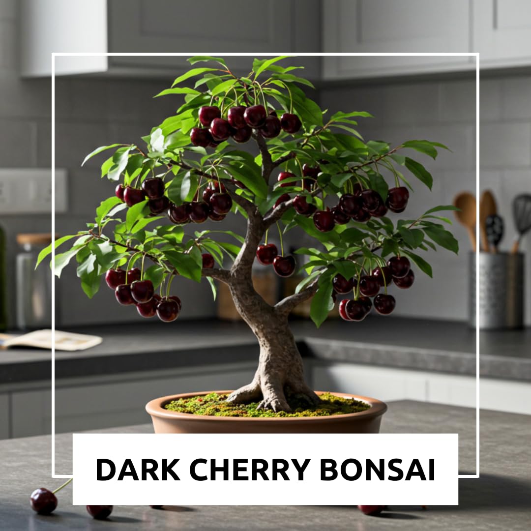 Dwarf Bonsai Black Cherry Fruit Tree Live Plant Seedling - Prunus serotina, Great for Home and Garden Yards Planting Dormant Seedling