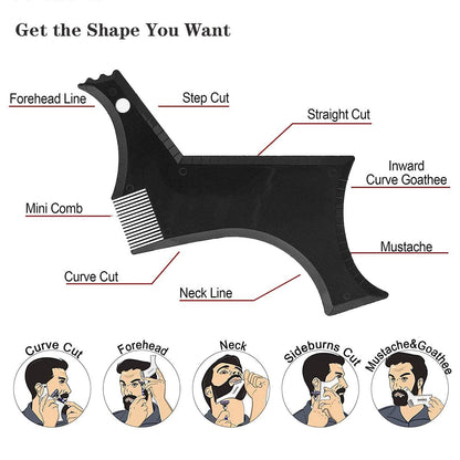 Beard Shaper, Beard Shaping Tools, Include Beard Template Guide, Professional Straight Edge Razor, 10 Count of Double Edge Blade, Barber Pencil, Beard Comb, 2 Stainless Steel Scissors, CUKBLESS