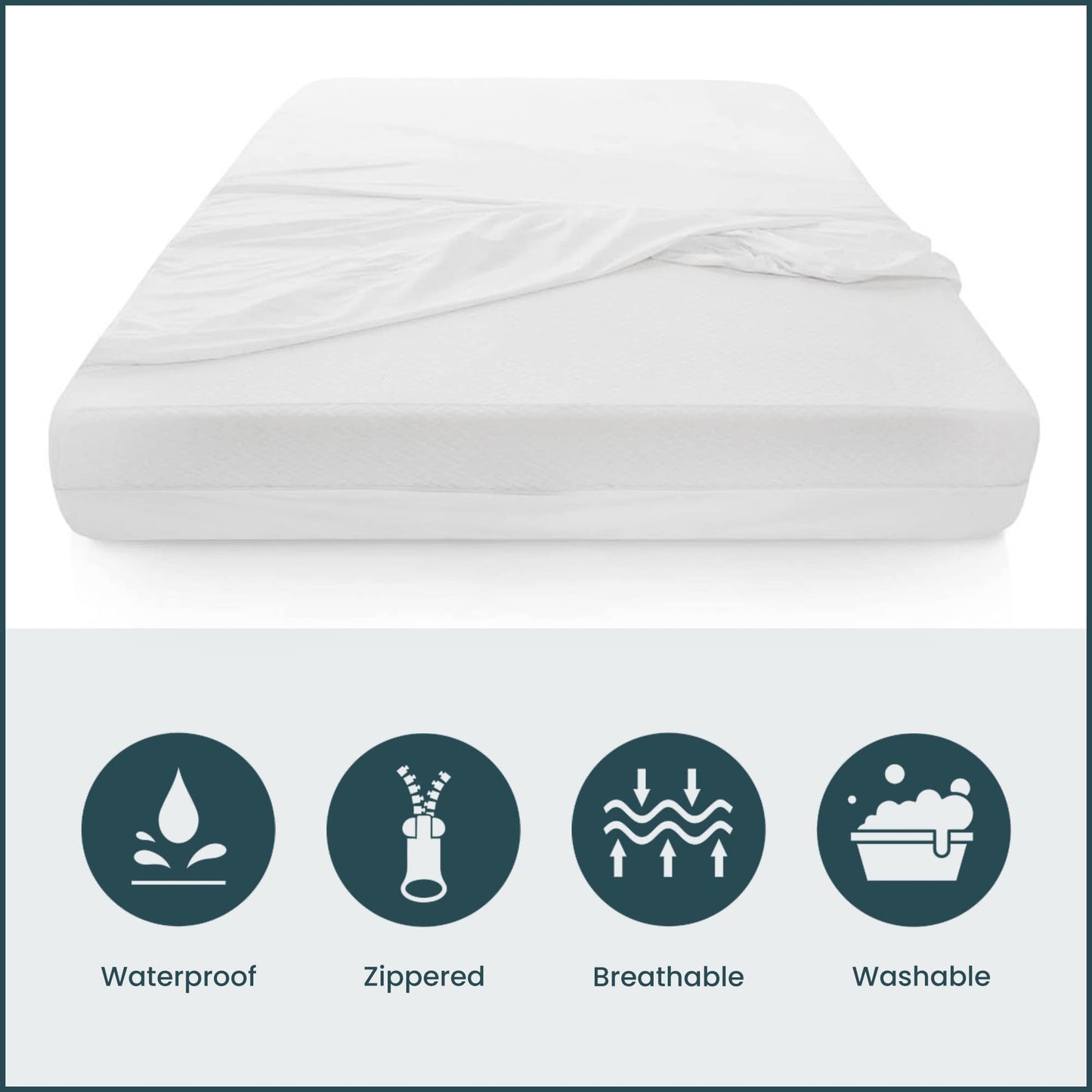 Treaton, 10 to 14 Inch Ultra Soft-Premium Zippered Mattress Protector Cover, Water Resistant, Breathable and noiseless, Twin, White