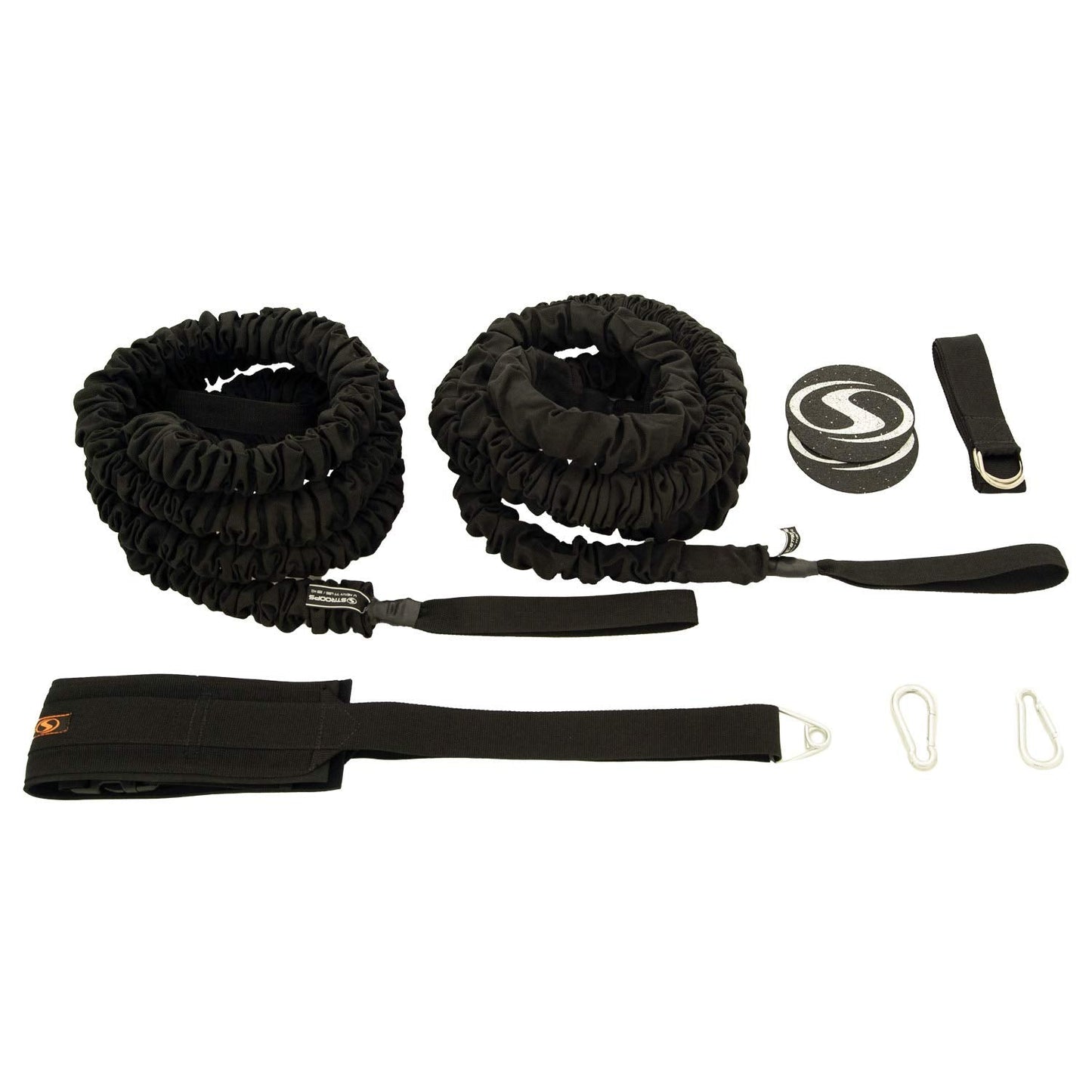 Stroops Son of The Beast Resistance Bands Battle Ropes Set | Elastic Training Rope with Power Pull Belt, Anchors, Carabiners & Agility Dots for Full Body Training | 77Lbs, Pro Kit - Black