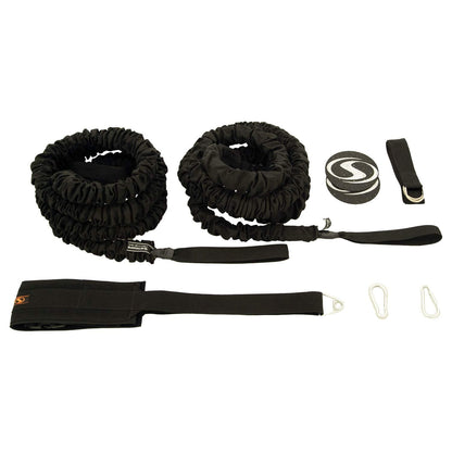 Stroops Son of The Beast Resistance Bands Battle Ropes Set | Elastic Training Rope with Power Pull Belt, Anchors, Carabiners & Agility Dots for Full Body Training | 77Lbs, Pro Kit - Black