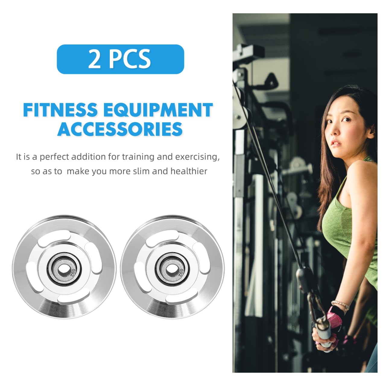 ULTECHNOVO 2-Pack 3.46" Aluminum Alloy Cable Pulley Wheels, Deep-Groove Quiet Bearings for Smooth Home Gym Machine Replacement, Fits LAT Pulldown, Triceps Pushdown & Cable Crossover