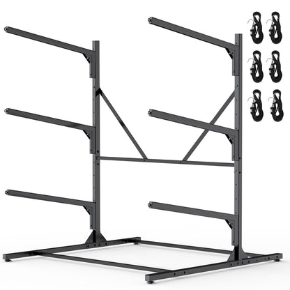 LXVOOEE Kayak Storage Rack, Heavy Duty Freestanding Kayak Rack for Garage and Outdoor Storage, Kayak Stand Adjustable for Kayak, Canoe, Surfboard and Paddle Board