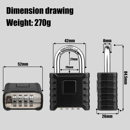 Diyife Heavy Duty Combination Padlock, Large Outdoor Padlock [One-Touch Unlocking] High Security Weatherproof, Design of Hidden Password Suitable for Locker, Home, School, Garage, Gate, Garden