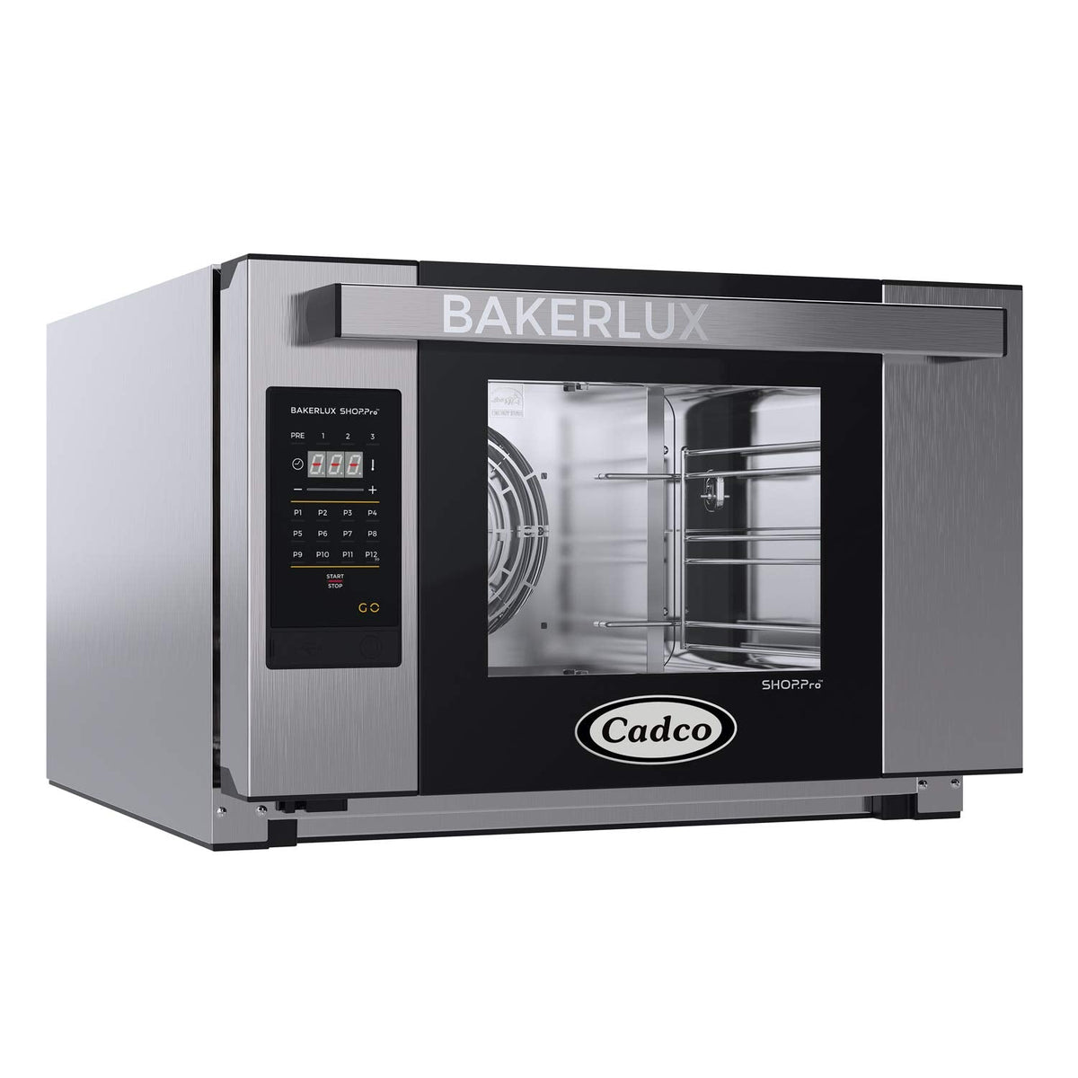 Cadco XAFT-03HS-GD Bakerlux GO Panel Heavy-Duty Countertop Convection Oven with Digital Controls, Stainless Steel/Black, NSF, 120v, Stainless Black, For Commercial Use, 130 lbs.