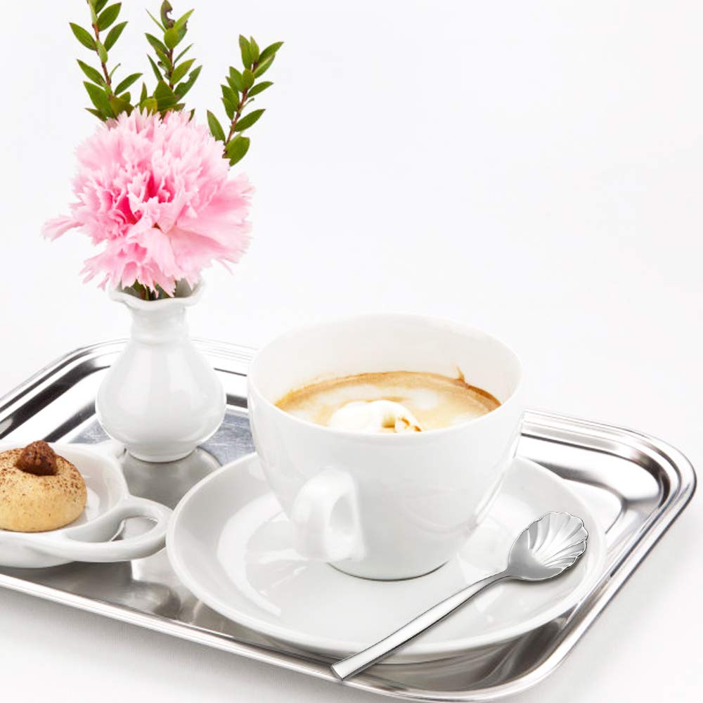 Xowine 12 Pieces Stainless Steel Shell Shape Sugar Spoon, Vintage Shell Shape Stir Spoons
