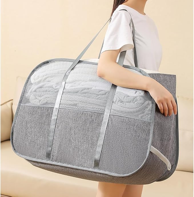 150L Collapsible Laundry Basket, 3-Compartment Foldable Hamper