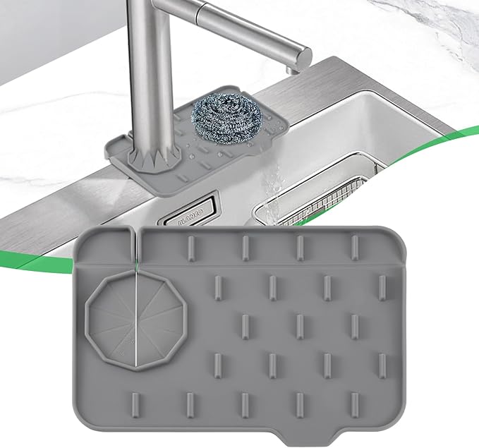 Kitchen Sink Splash Guard, Silicone Faucet Mat, Soap Dish Pad, Sponge Holder