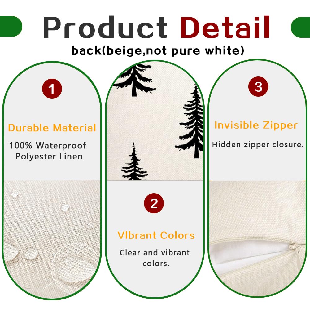 RABUSOFA Christmas Pillow Covers 18x18 inch Set of 2 Indoor Outdoor Waterproof Christmas Decor Tree Decorative Throw Cushion Cases Winter Xmas Holiday Decoration for Couch Patio