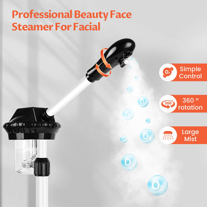Professional Facial Steamer, Face Steamer on Wheels, SPA Ozone Steamer, Standing Face Steamer for Spa, Salon and at Home Use