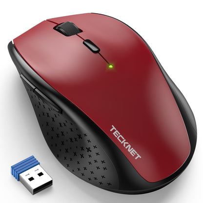 TECKNET Wireless Mouse Rechargeable,Mouse for Laptop Computer,2.4G USB Computer Mice Wireless,6 Button 6400 DPI Ergonomic Silent Mice,Portable Cordless Travel Mice-Wide Compatibility