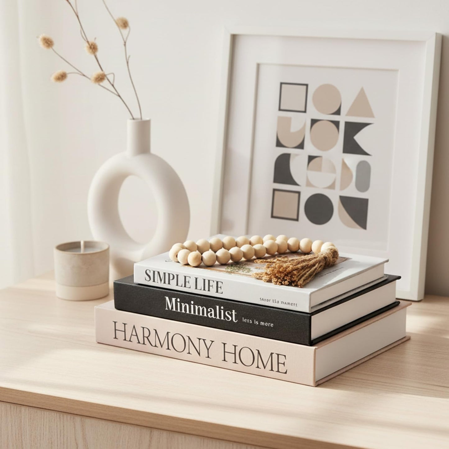 TwoDays Beautiful Coffee Table Books, Neutral Fashion Decorative Books for Home Bookshelf, Modern Room Decor Aesthetic, Fake Faux Book Storage Boxes for Decoration (Set of 3)
