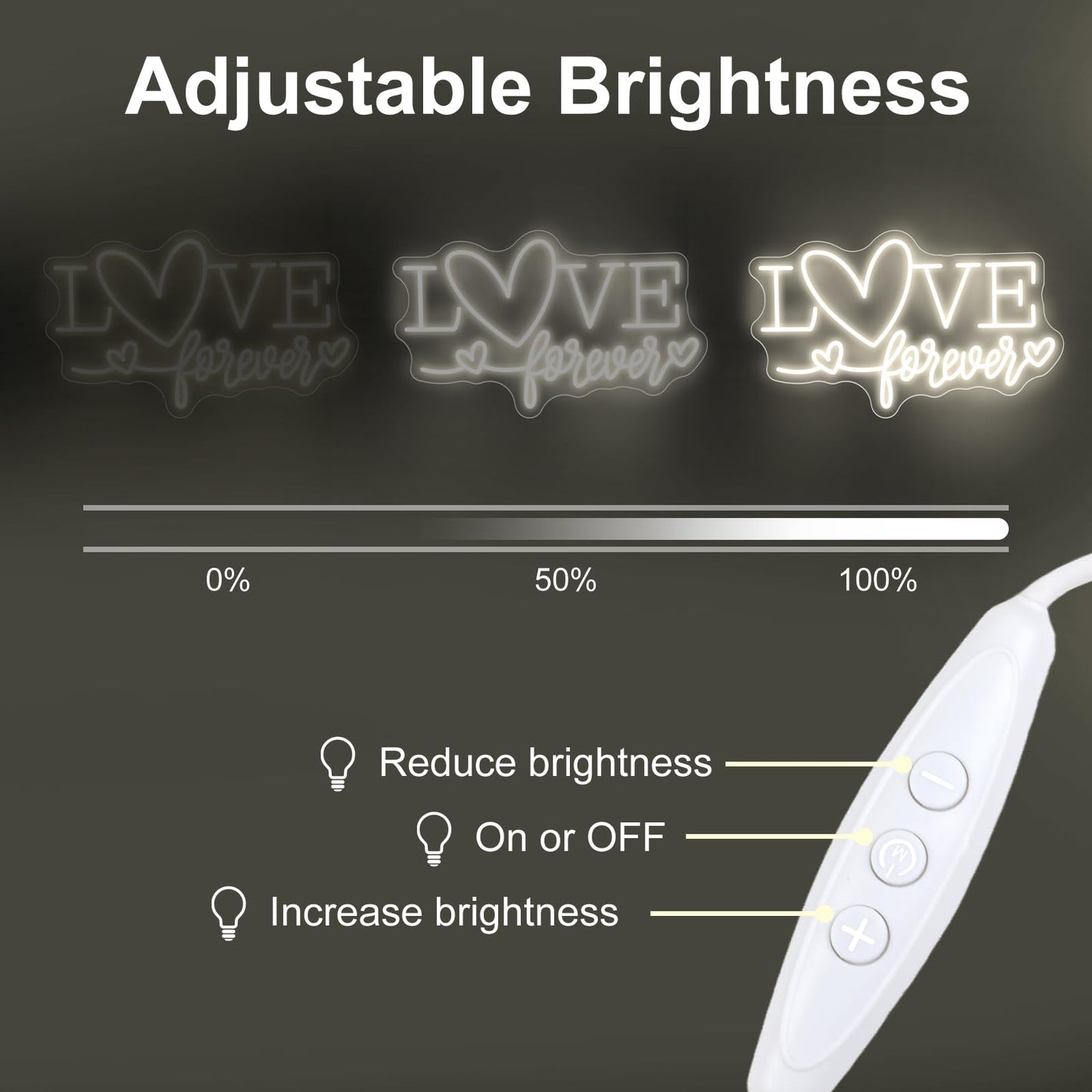 Love Forever Heart Neon Sign, Wedding Party LED Neon Light Valentine's Day Wedding Backdrop Decor Gift For Lover Valentine's Day Gift, LED Romantic Light, Couple Space Accent-Warm White-16.5"