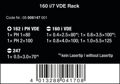 Wera 6147 Kraftform Insulated VDE Screwdriver Set, 7 Pieces