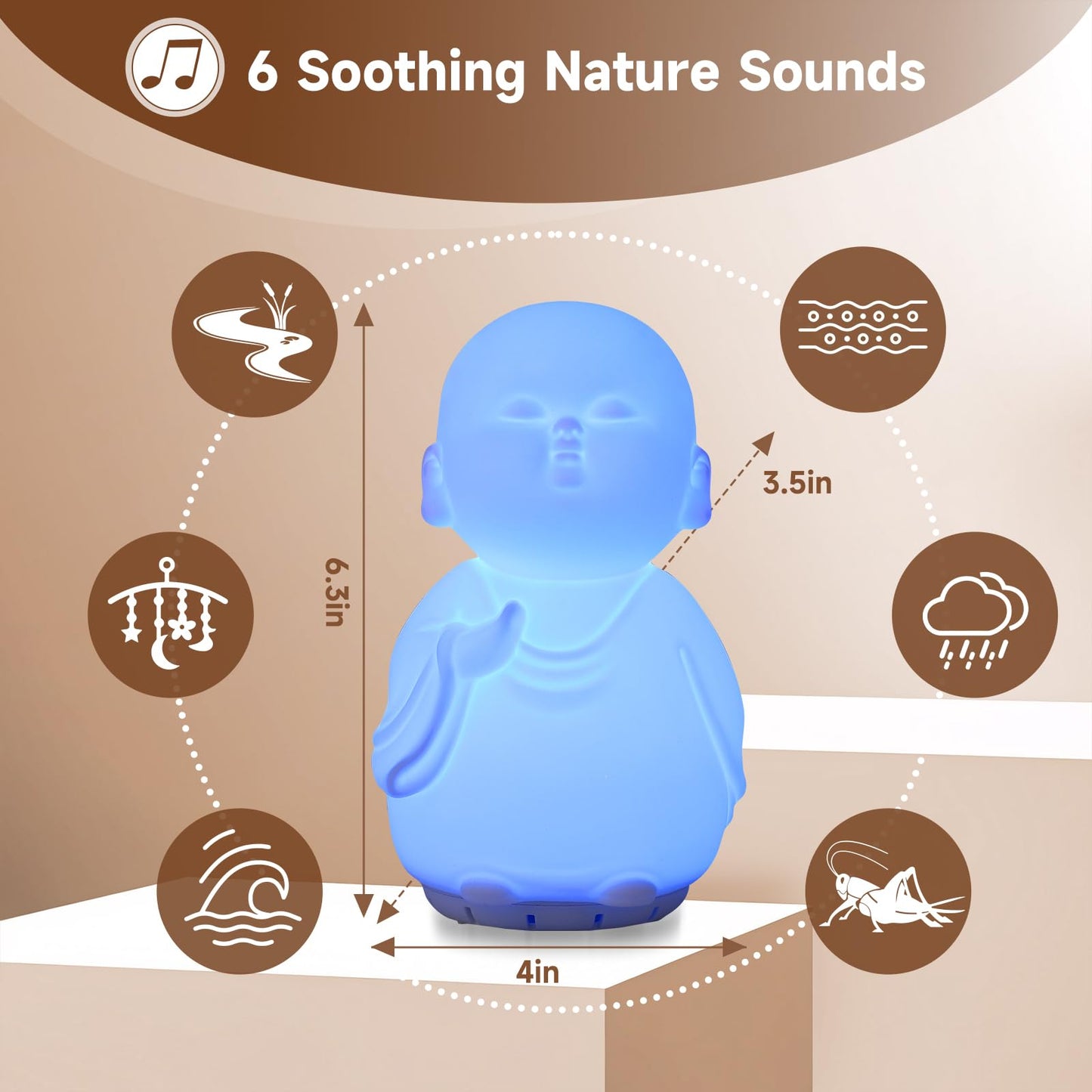 Mindfulness Tool Set with Guided Visual Meditation Breathing Lamp and 48 Positive Affirmation Cards, 3 in 1 Device with Night Light & Noise Machine, Self-Care Gift for Anxiety Relief and Relaxation