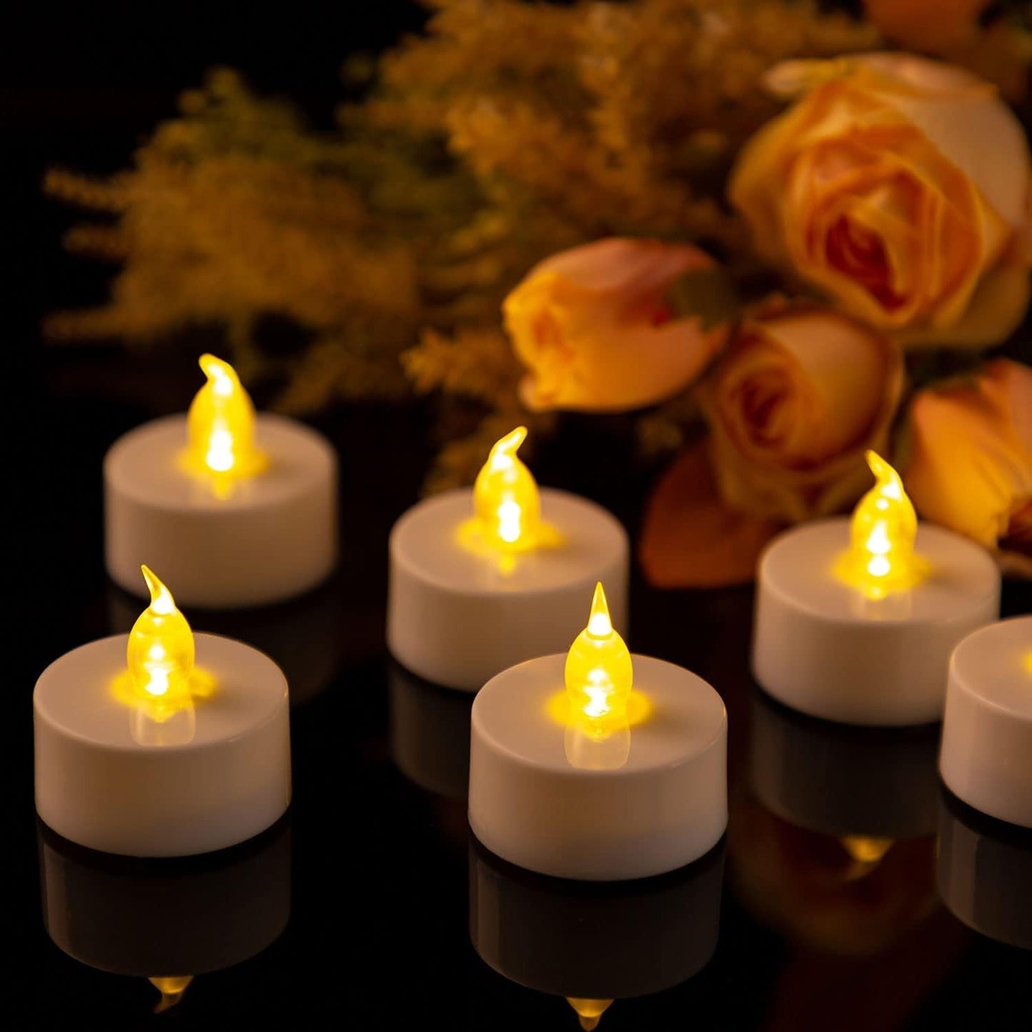 Hanzim Tea Light Candles with Remote Control,Flickering Flameless LED Candle,Long Lasting 400+Hours,Battery Operated with Timer for Home Decoration Seasonal &Festival Celebration WarmYellow (12pcs)