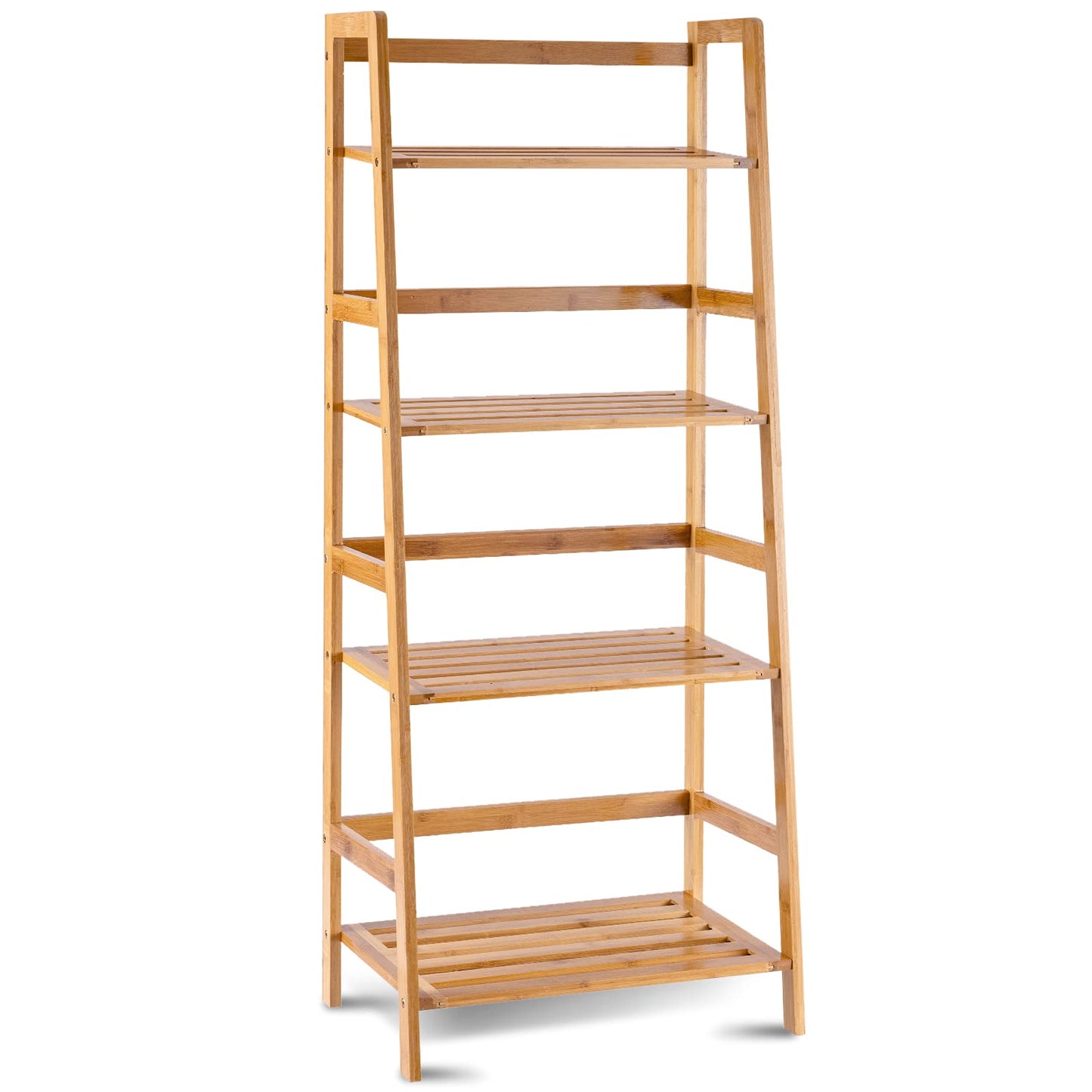Giantex 4-Tier Bamboo Plant Stand Flower Pots Holder Display Shelf, 47.5inch Ladder Shelf Plants Organizer Rack for Patio Balcony Garden Home, Bookcase Planter Storage Shelving Unit Indoor Outdoor