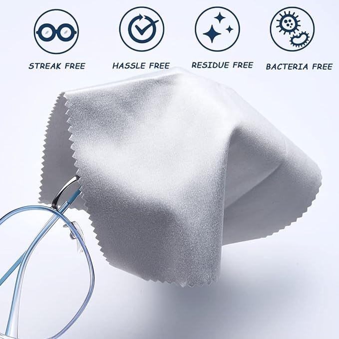 Microfiber Cleaning Cloths 20 Pack in Individual Vinyl Pouch, CKANDAY Glasses