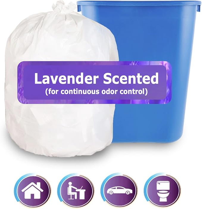 4 gallon Small Trash Bags Lavender Scented CCLINERS White Bathroom Garbage Bags