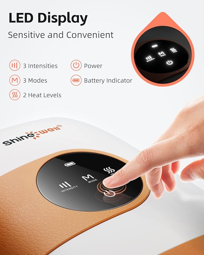 SHINE WELL Hand Massager - Cordless Hand Massager with Heat and Compression for Arthritis and Carpal Tunnel - Muscles Pain Relief from Wrist to Palm and Finger, Gifts for Women