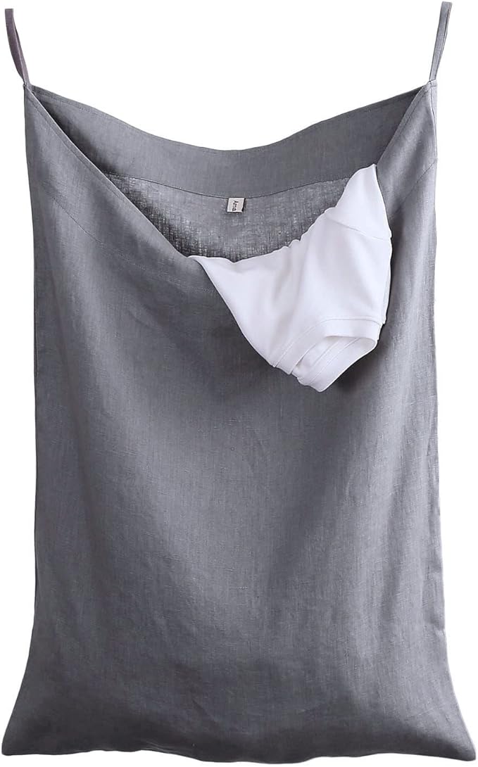 Amazhiyu Pure Linen Over The Door Laundry Hanging Hamper Bag