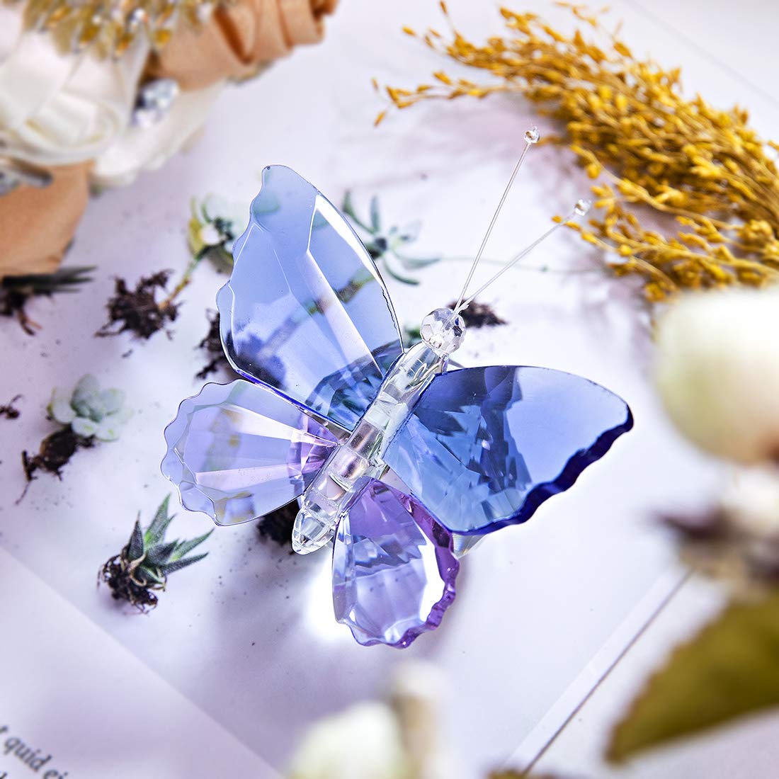 H&D HYALINE & DORA Handmade Butterfly Design Crystal Animal Figurine Collection Paperweight Gift