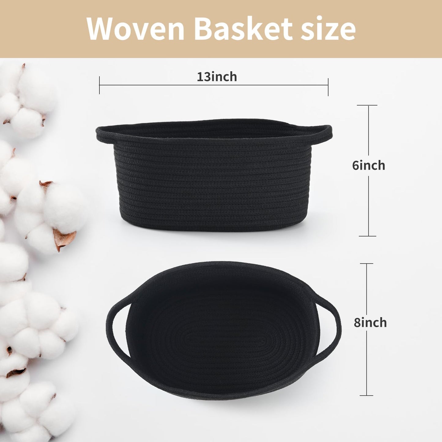 Happyiren Empty Gift Basket with Handle, Black Decorative Storage Container
