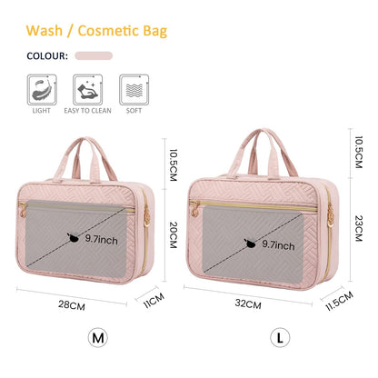 LOVEVOOK Toiletry Bag Hanging Travel Wash Bags for Women, Waterproof Toiletries Makeup with Hook, Cosmetic Organizer Ladies Large, for Full Sized Container