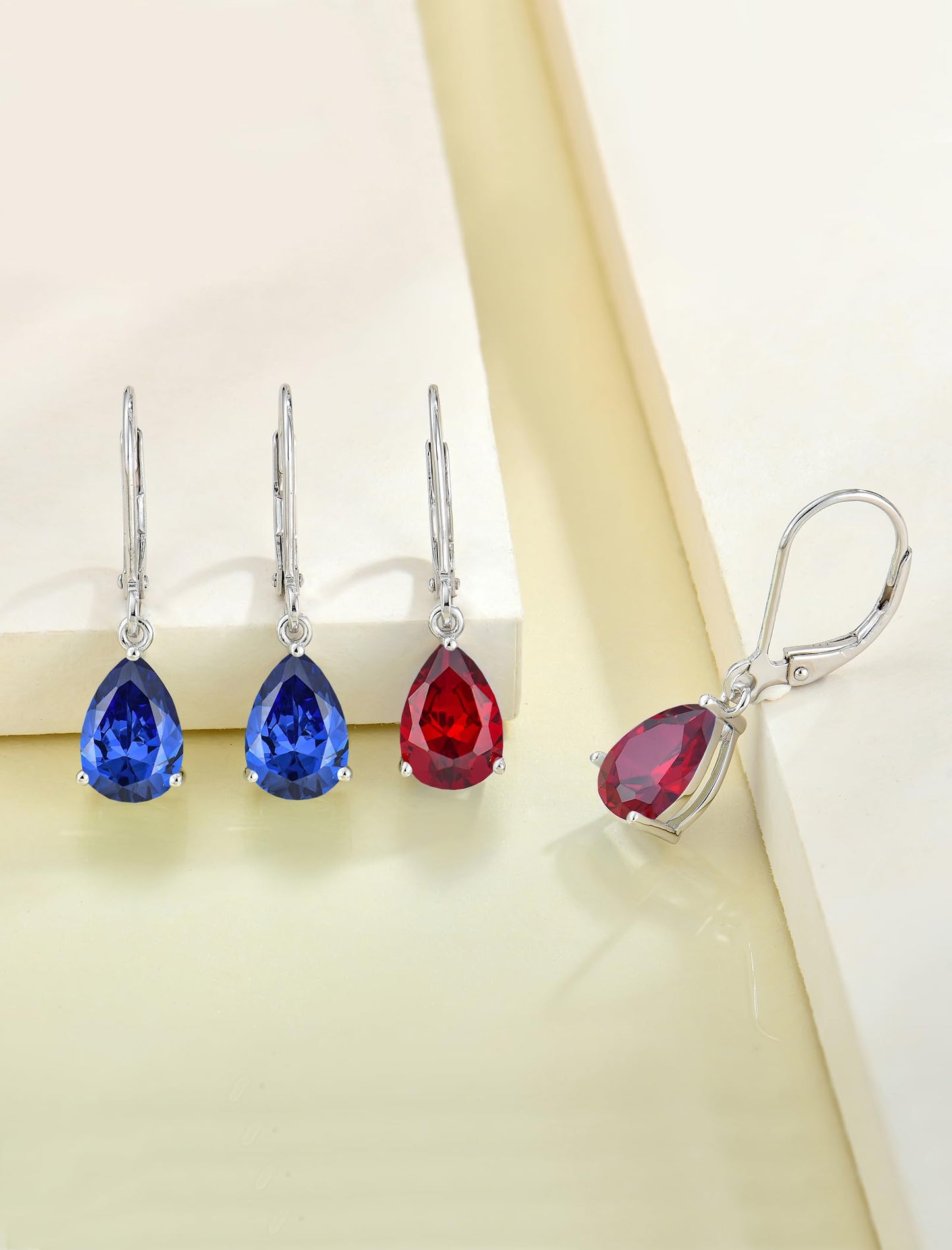 YL 925 Sterling Silver Teardrop Dangle Drop Earrings for Women 7x10 MM Solitaire Created Tanzanite Leverback Jewelry