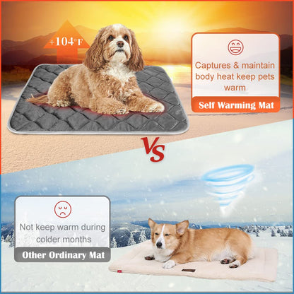 ULIGOTA Self Heating Pet Pad for Cats and Dogs No Electric Self-Warming Thermal Mat for Pet Bed/Crate - 70x48cm