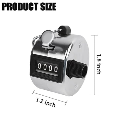 GDMINLO Metal Hand Tally Clicker Counter, 4-Digit Number Count Clicker with Metal Case Mechanical Counter for Coaching, Knitting, Lap, Fishing, Golf and Row with 2-Nylon Lanyard,Silver