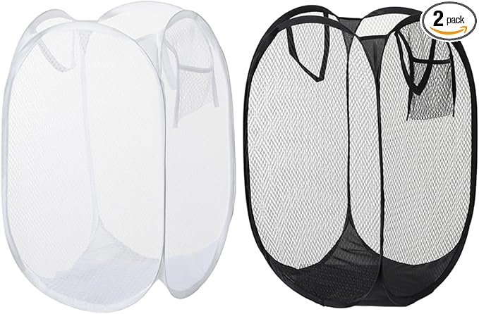 2pcs Pop Up Mesh Laundry Hamper Room Collapsible Storage Bin Lightweight Basket