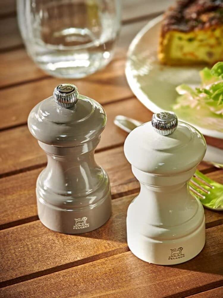 Peugeot Bistro 4-Inch Salt Mill - Adjustable Grinding, Durable Stainless Steel Mechanism, Beechwood Craftsmanship, Pre-Filled with Rock Salt, Ideal for Everyday Cooking (Slate)