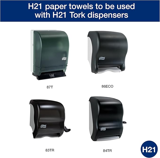 Tork Paper Hand Towel Roll White H21, 100% Recycled Fiber, 12 Rolls x 350 ft