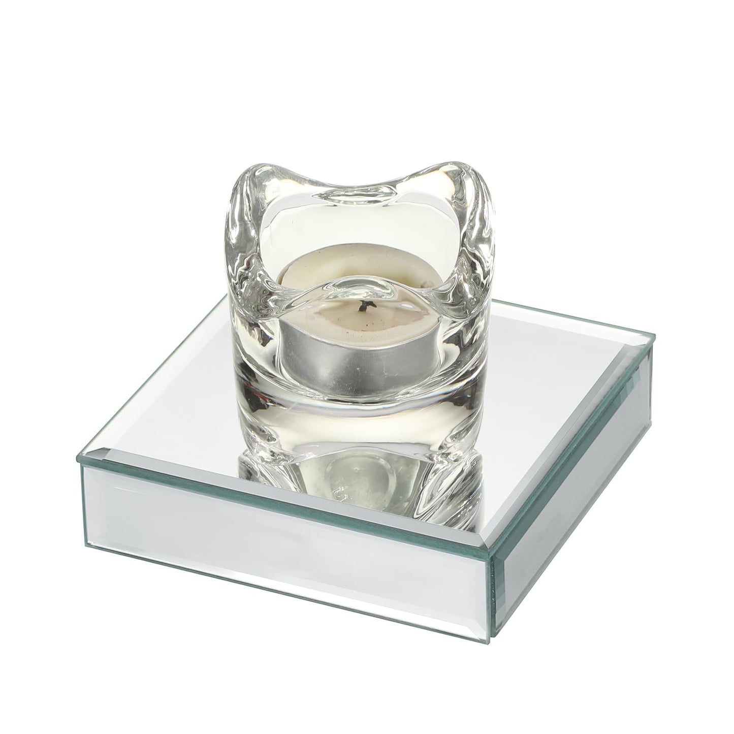 Hipiwe 2 Packs Mirrored Display Risers Stand Glass Mirrored Showpeice Figures Display Base Square Jewelry Display Stand Blocks for Trinkets Perfume Watches Collectibles Photography Props,4 inches