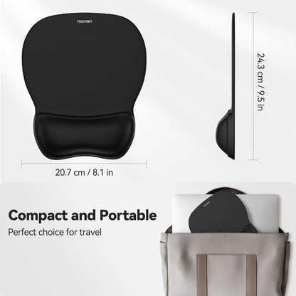 TECKNET Gel Mouse Pad with Wrist Rest, Ergonomic Office Mousepad with Wrist Support - Non-Slip & Smooth Surface Comfortable Desk Accessories Mat for Office, Gaming and Study - Charcoal Black