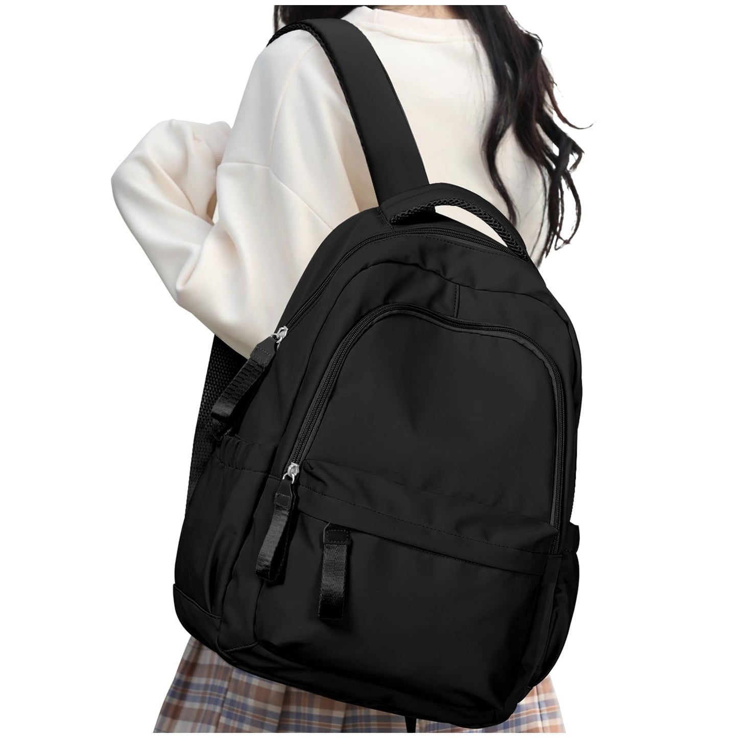 HYC00 Laptop Backpack for Women School Backpack Lightweight School Bags for Teen Girls Travel Work Rucksack Bag for Women College Bookbag 15.6 Inch Laptop Rucksack Casual Daypack Work Bag,Black