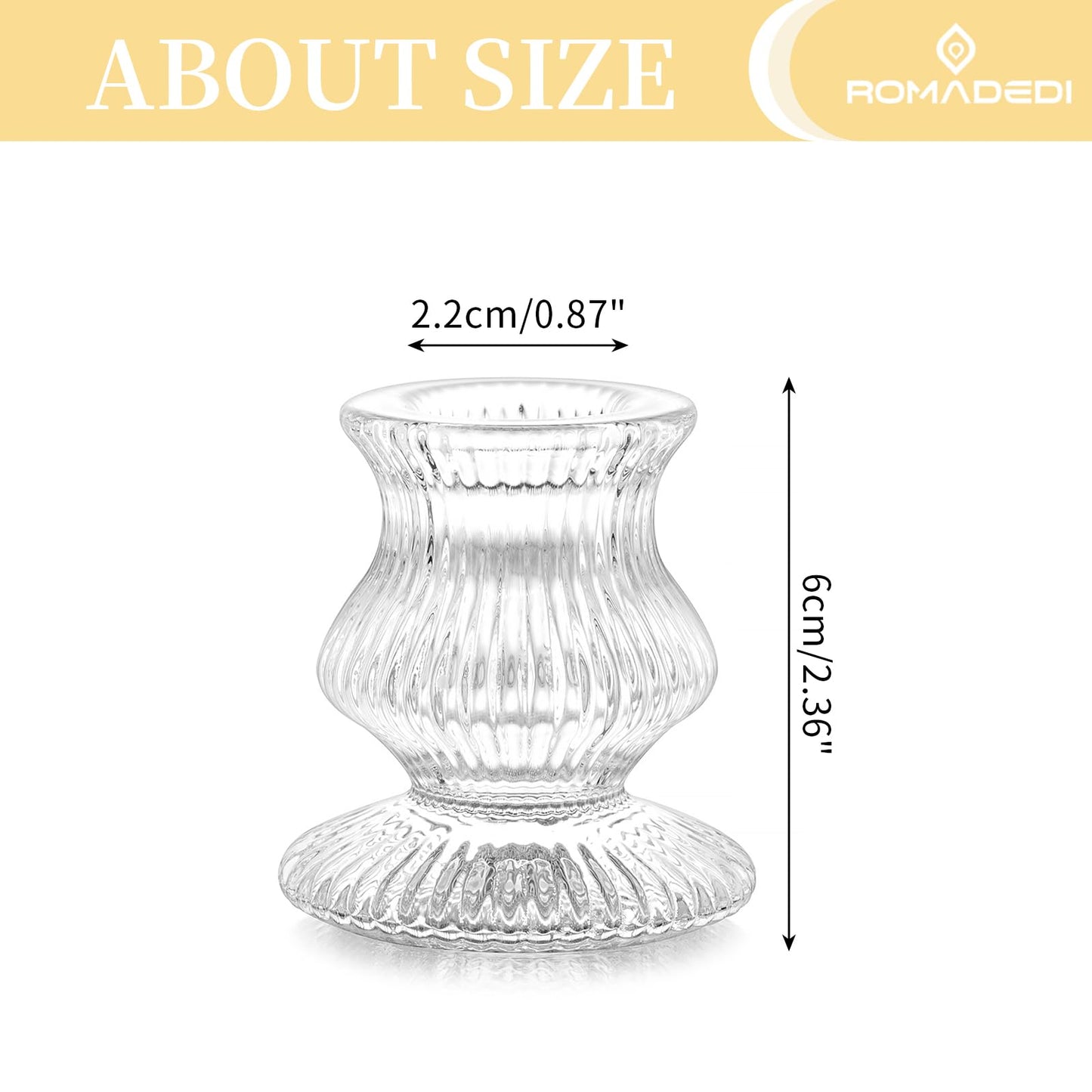 Romadedi Glass Candle Holder for Candlestick - 20 Pcs Clear Small Tapered Candle Holder Decor Bulk Wedding Table Centerpiece for Candle Sticks Christmas Party Living Room Dinner Advent