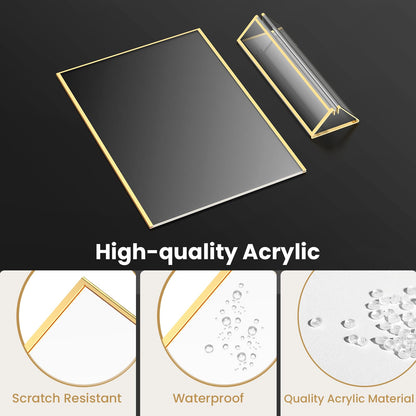 YOAEAILY Acrylic Sign Holder 8.5X11 Gold Frames Double-Sided Gold Picture Frames for Flyer Holder Menu Holder Wedding Table Number Holder Christmas Photo Frame with Removable Sticky Dots -6 Pack