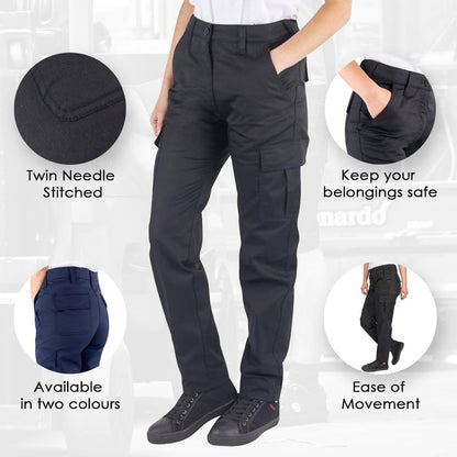 Lee Cooper Workwear LCLPNT241 Ladies Heavy Duty Easy Care Multi Pocket Work Safety Classic Cargo Pants Trousers, Black, 16 UK / 30" Leg (regular)