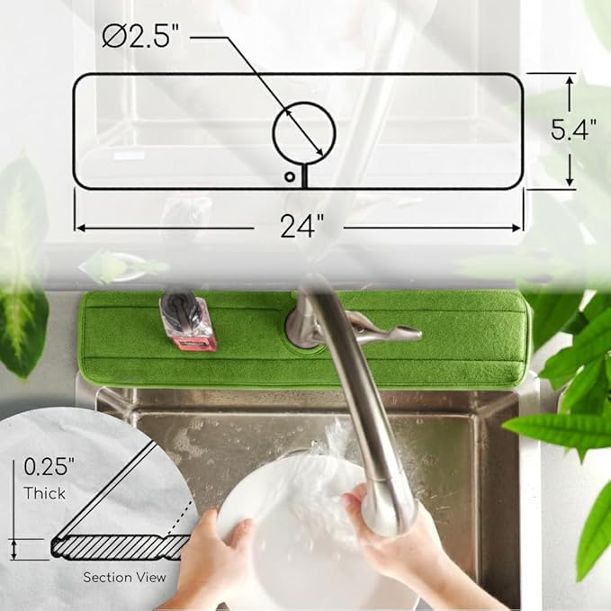 Ternal Original SINKMAT 24in XL Faucet Splash Guard Extra Long Microfiber Sink